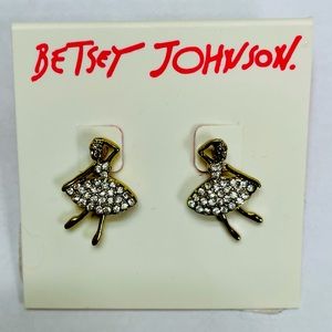 🩰 NWT Betsey Johnson Rose Pave Ballerina Stud Earrings 🩰